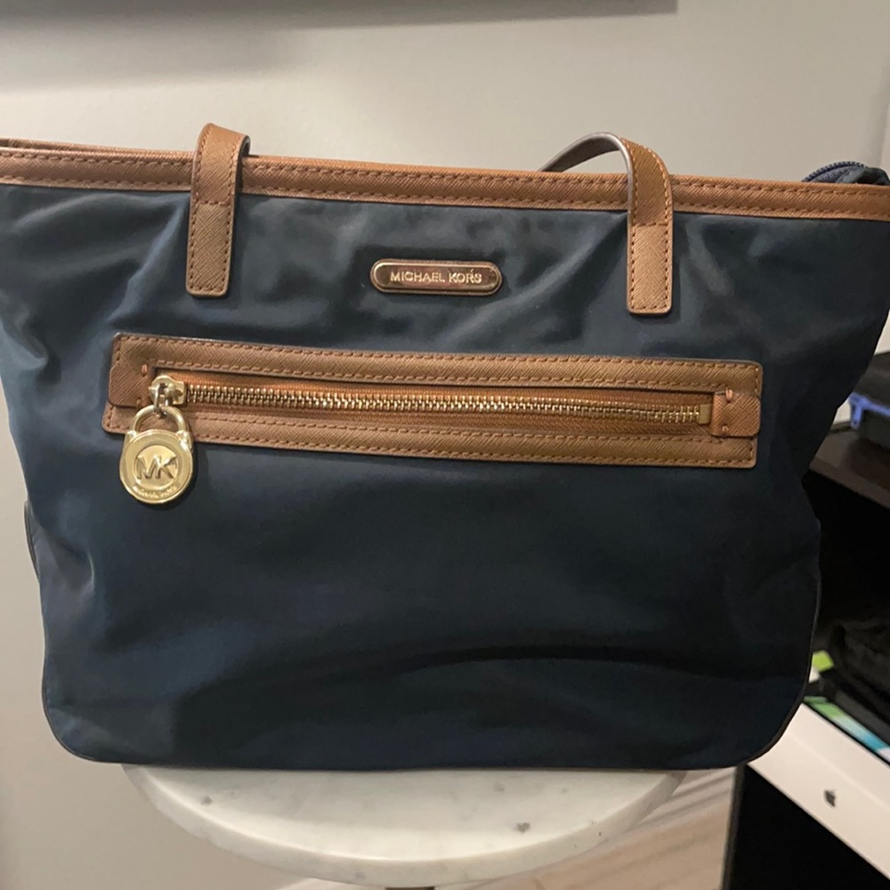Michael Kors Nylon Tote Bag in Navy Blue
